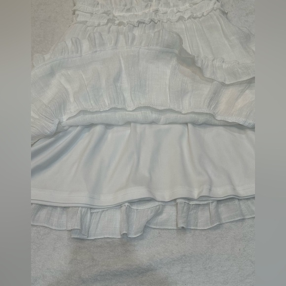 Aakaa White Ruffled Tiered Mini Dress Size M - Picture 5 of 12